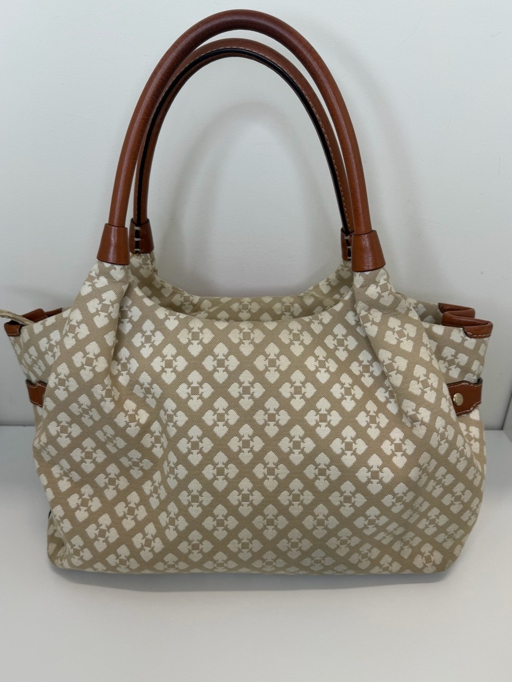 Kate Spade Stucco Stevie Canvas Shoulder Bag Logo preppy designer - Picture 11 of 14